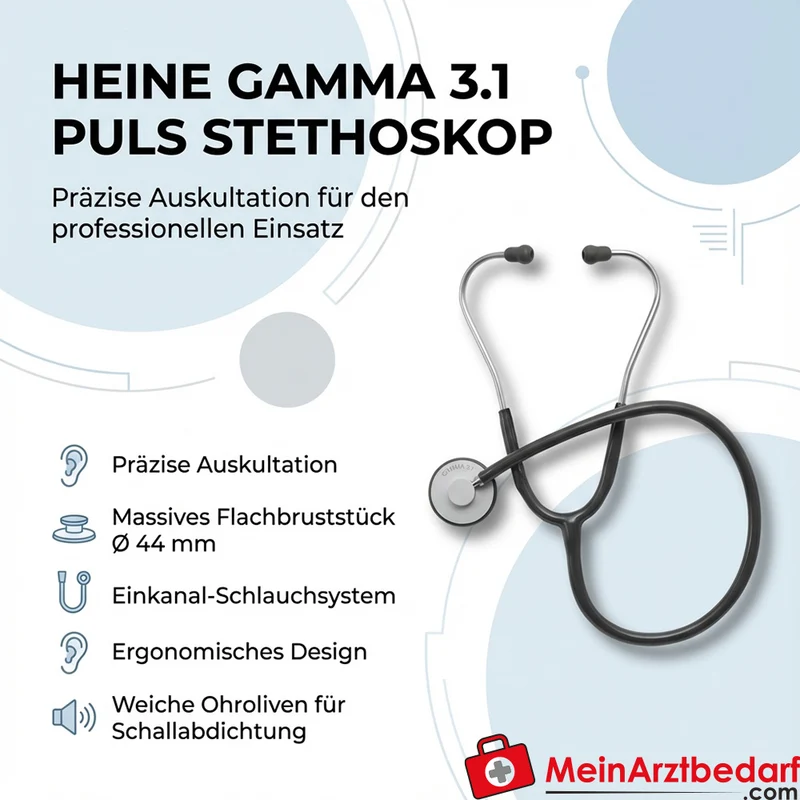 HEINE Gamma 3.1 Puls Stethoskop Flachbruststück Ø44 mm Einkanal-Schlauch