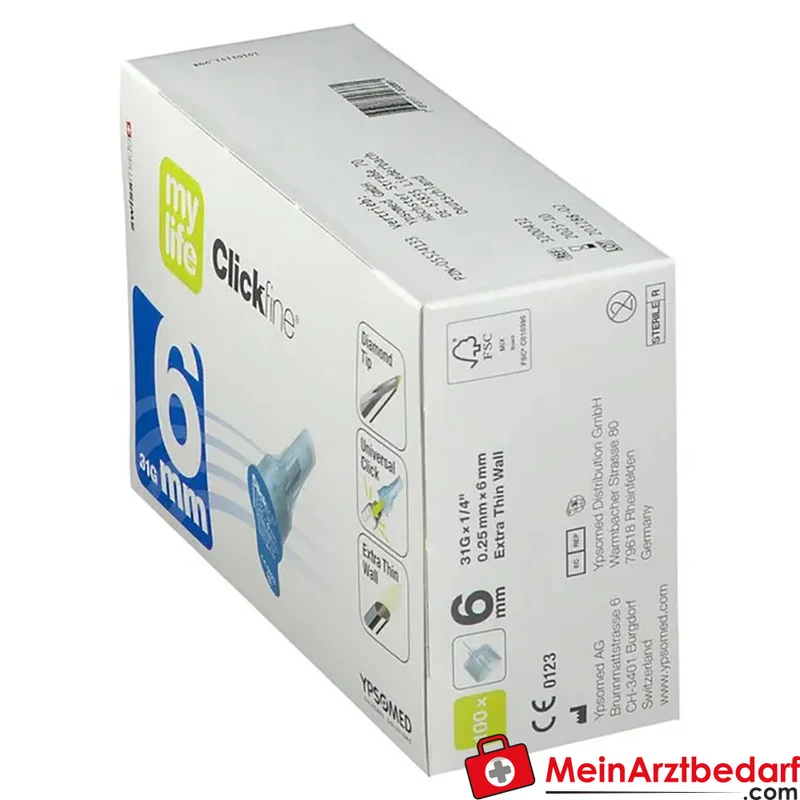 mylife Clickfine Pen-Nadeln 6 mm Kanülen 100 Stück