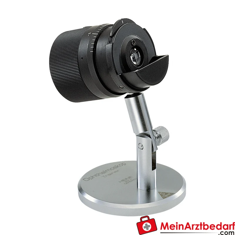 HEINE Ophthalmoskop Trainer Modellauge, verstellbare Pupille 2–8 mm, asphärische Silikatglaslinse F = 18 mm, Metallgehäuse
