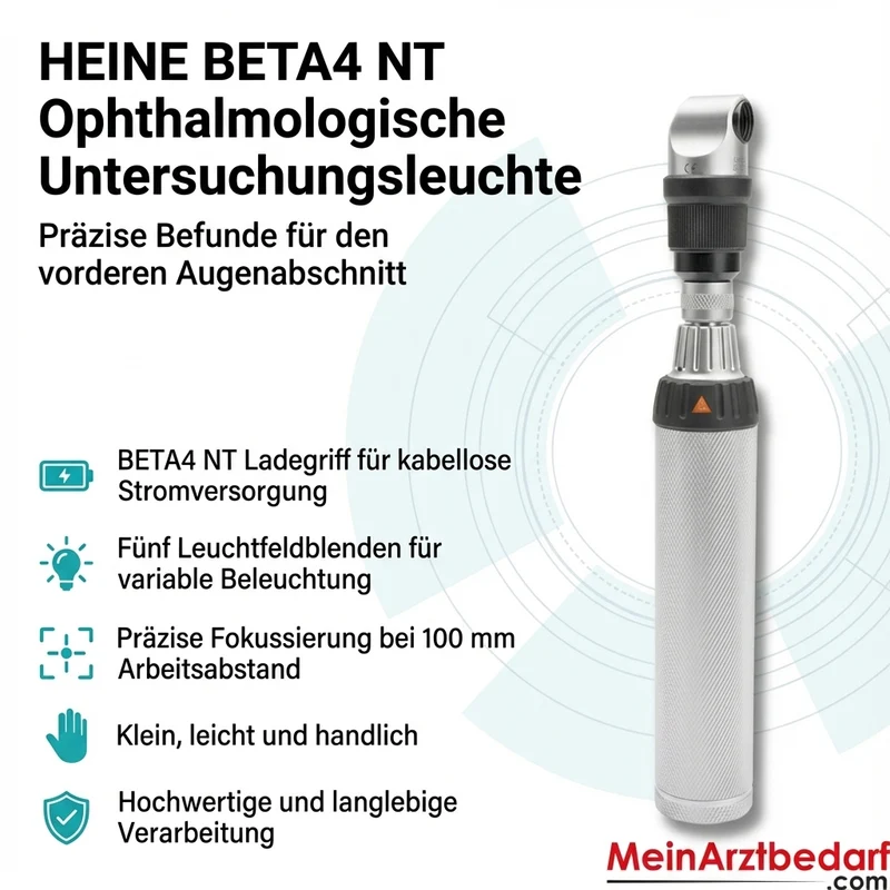 HEINE BETA4 NT Ophthalmologische Untersuchungsleuchte Kit 3,5V Ladegriff