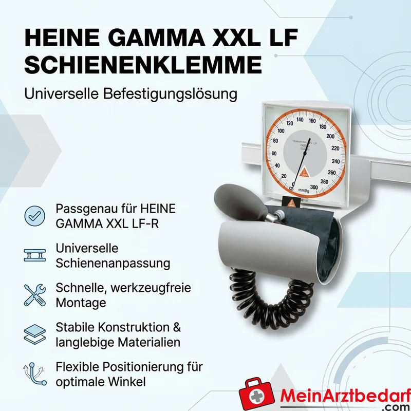 HEINE Gamma XXL LF Schienenklemme für LF‑R, universelle Schienenbefestigung