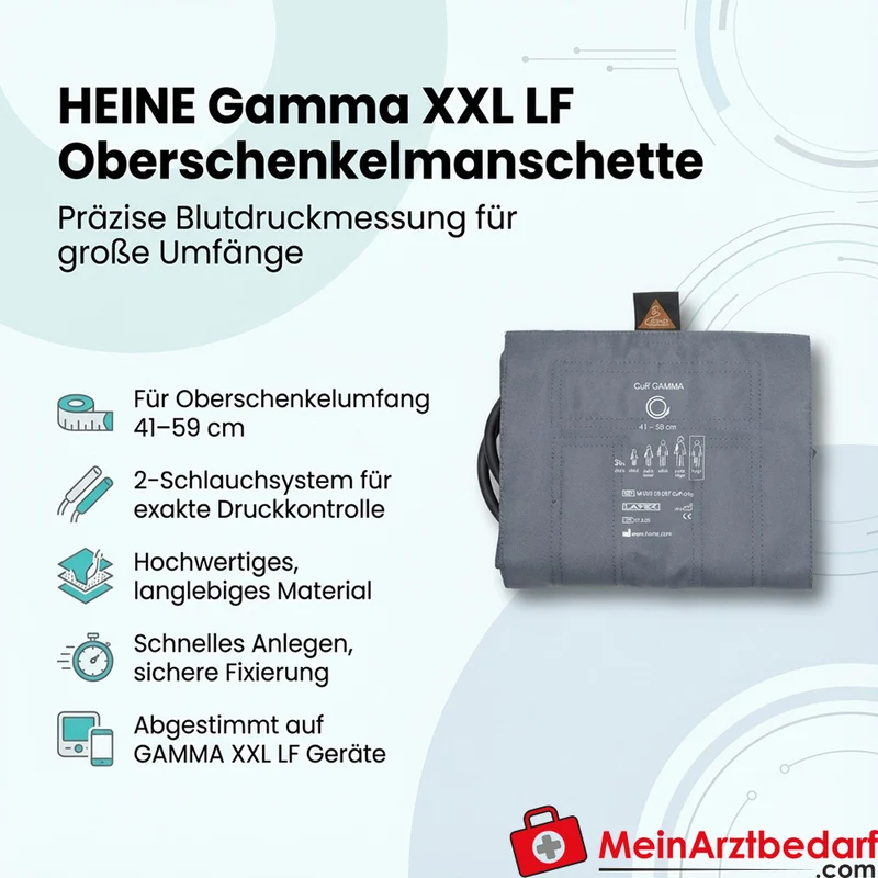 HEINE Gamma XXL LF 2‑Schlauchmanschette Oberschenkel 20 x 86 cm (Umfang 41–59 cm) komplett