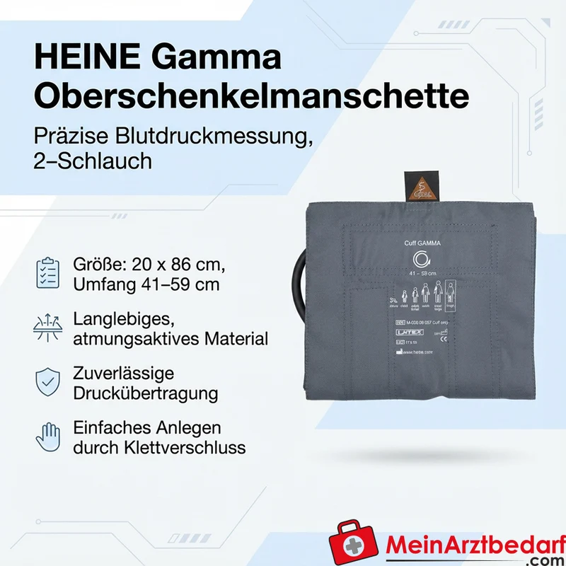 HEINE Gamma G7/G5/GP Oberschenkelmanschette 20 x 86 cm (Umfang 41–59 cm) 2‑Schlauch komplett