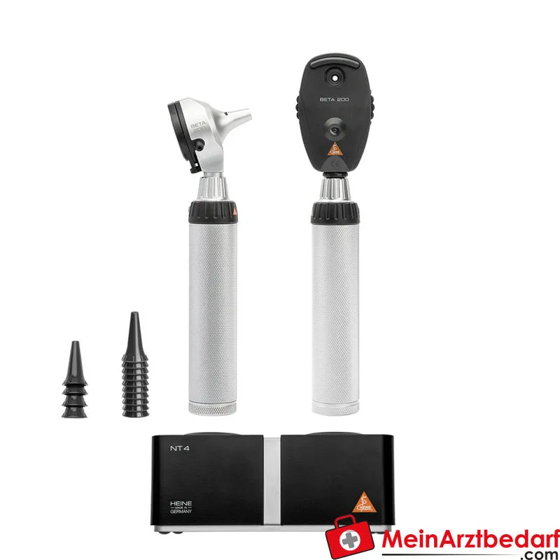 HEINE BETA 200 LED Ophthalmoskop und BETA 200 LED F.O. Otoskop Kit mit BETA4 NT Ladegriffen und NT4 Tisch-Ladegerät