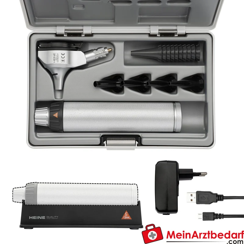 HEINE Beta 400 LED F.O. Otoskop mit USB-Ladegriff, stufenlos dimmbar