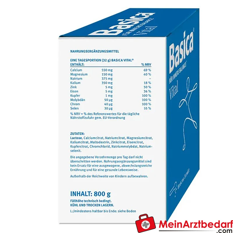 Basica Vital basisches Granulat Calcium Magnesium Zink 800 g