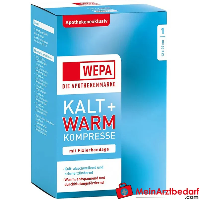WEPA Kalt-Warm Gelkompresse 12 x 29 cm mit Fixierband 1 Stück