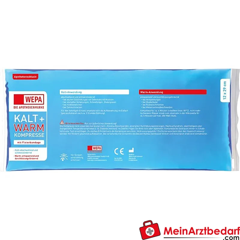 WEPA Kalt-Warm Gelkompresse 12 x 29 cm mit Fixierband 1 Stück