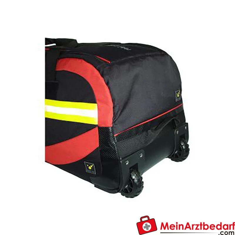 TEE-UU Trolleybag Bekleidungstasche 80 L Feuerwehr Tasche 600D Polyester Schwarz/Rot mit Rollen
