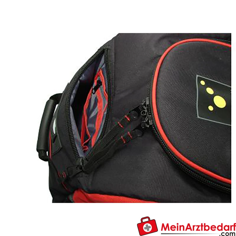 TEE-UU Trolleybag Bekleidungstasche 80 L Feuerwehr Tasche 600D Polyester Schwarz/Rot mit Rollen
