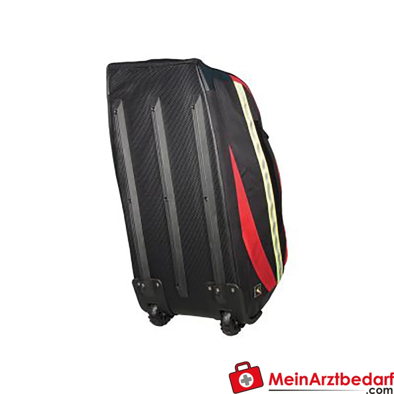 TEE-UU Trolleybag Bekleidungstasche 80 L Feuerwehr Tasche 600D Polyester Schwarz/Rot mit Rollen
