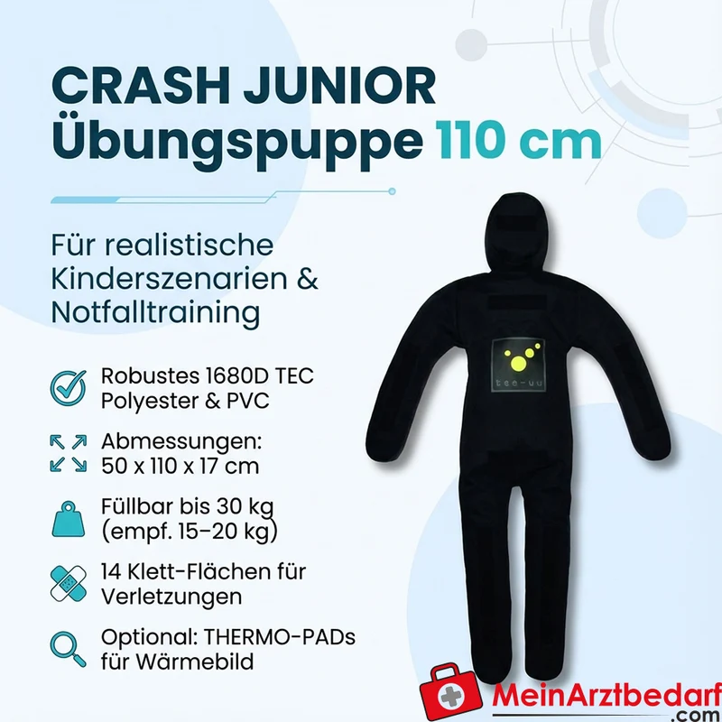 TEE-UU CRASH JUNIOR Übungspuppe 110 cm schwarz, befüllbar bis 30 kg