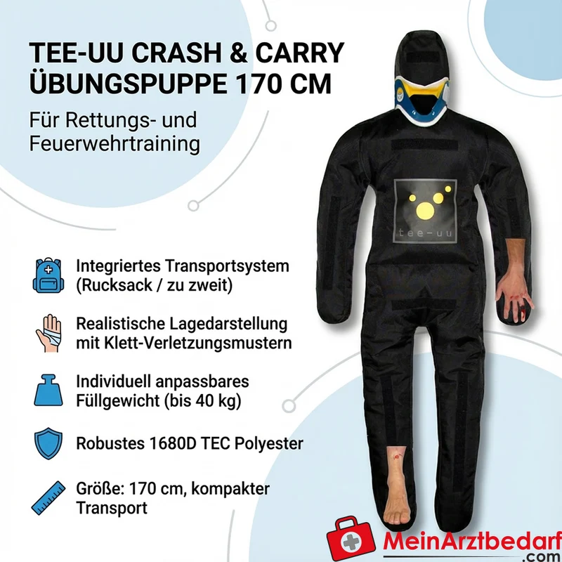 TEE-UU CRASH & CARRY Übungspuppe 170 cm, 1680D Polyester, Füllgewicht bis 40 kg