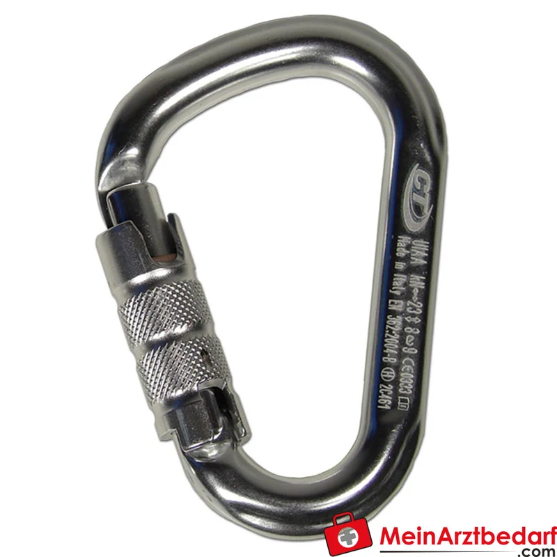 TEE-UU HMS Safe Lock Karabiner Aluminium EN362 3-fach Sicherung 22 mm Schnapperöffnung