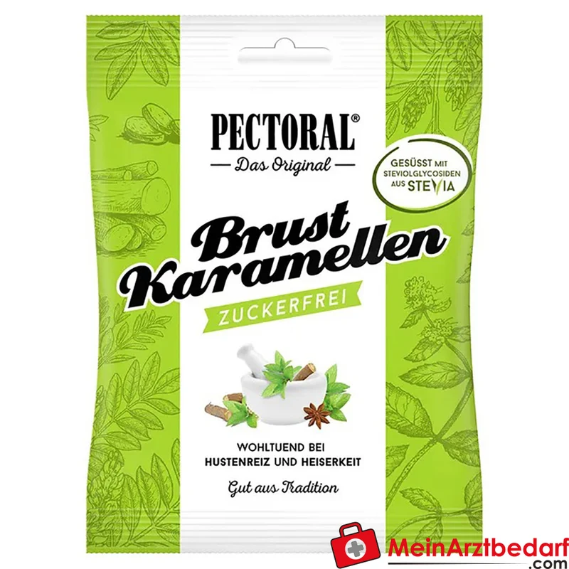 Pectoral Brust-Karamellen zuckerfrei mit Menthol Lutschpastillen 57 g