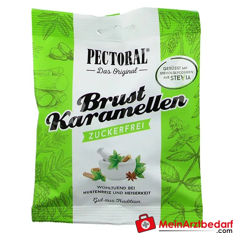 Pectoral Brust-Karamellen zuckerfrei mit Menthol Lutschpastillen 57 g