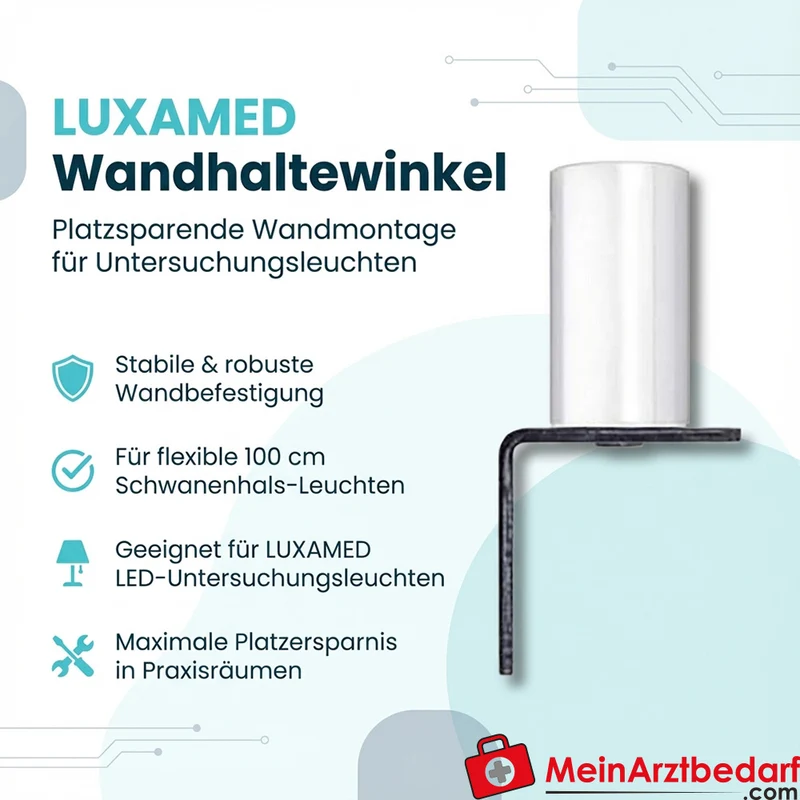LUXAMED Wandhaltewinkel für LED-Untersuchungsleuchten, Schwanenhals 100 cm