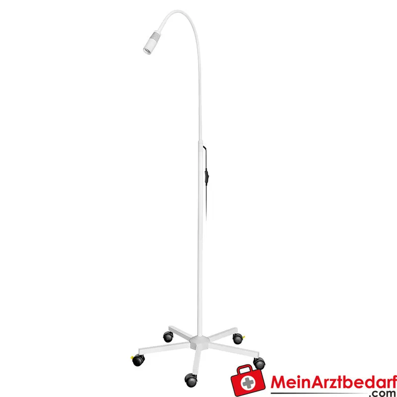 LUXAMED LED Untersuchungsleuchte 50.000 Lux Schwanenhals 90 cm 5-Fuß Rollstativ weiß