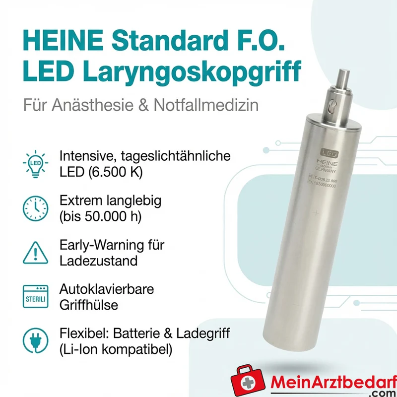 HEINE Standard F.O. LED Laryngoskopgriff 2,5 V autoklavierbar Li‑Ion kompatibel ISO 7376