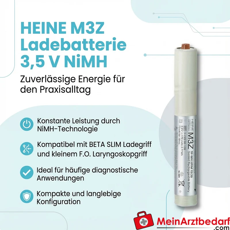 HEINE M3Z Ladebatterie 3,5 V NiMH für BETA SLIM Ladegriff und kleinen F.O. Laryngoskopgriff