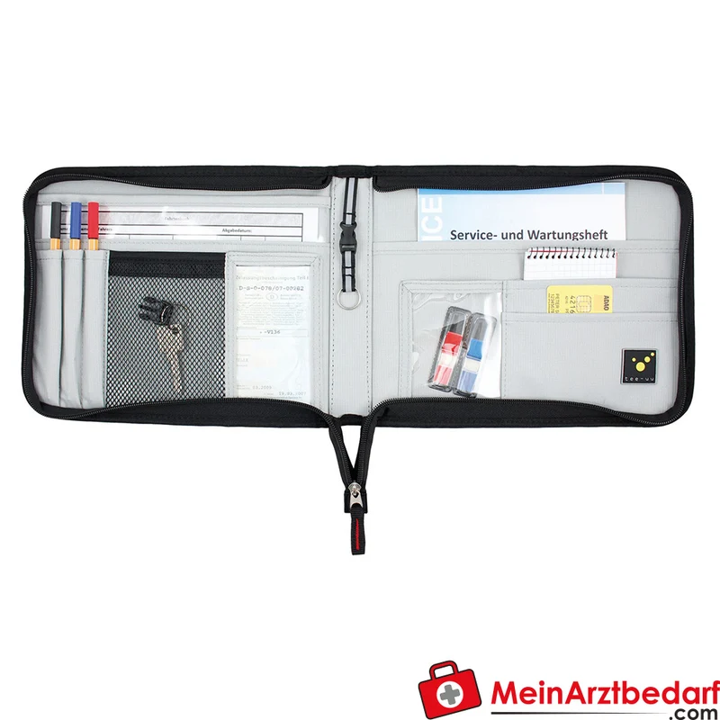 TEE-UU TOUR Fahrtenbuchmappe DIN A5 quer, Organizer 600D Polyester Schwarz