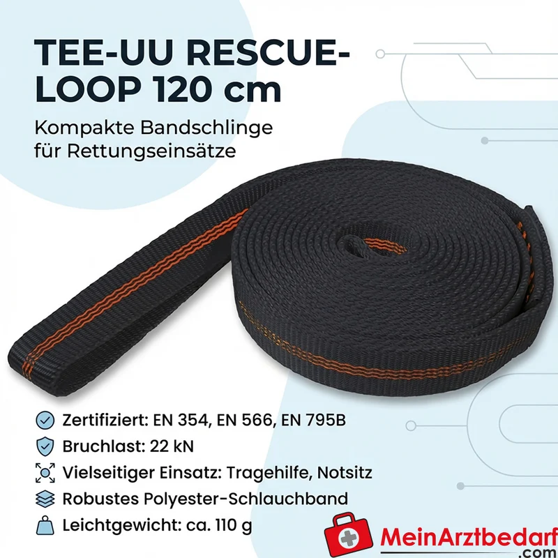TEE-UU Rescue-Loop Bandschlinge 120x20 mm Polyester 22 kN schwarz