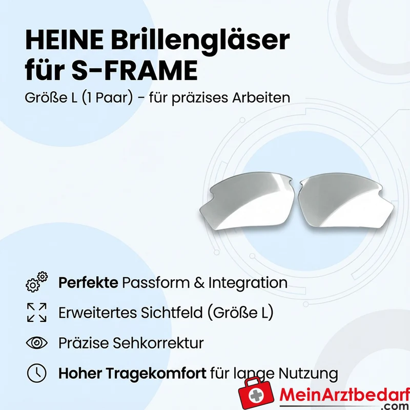 HEINE Brillengläser für S-Frame, Standard, Größe L, 1 Paar