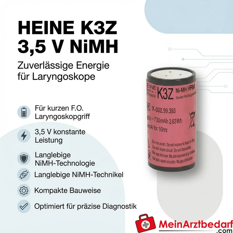 HEINE K3Z Ladebatterie 3,5 V NiMH für kurzen F.O. Laryngoskopgriff