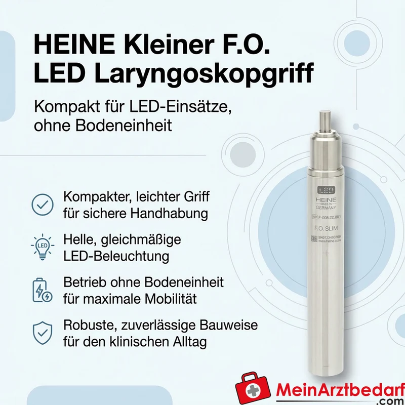 HEINE Kleiner F.O. LED Laryngoskopgriff für LED‑Einsätze ohne Bodeneinheit