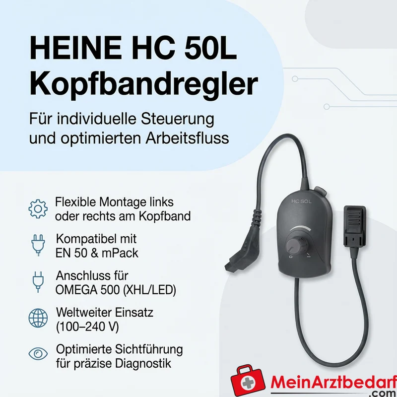 HEINE HC 50L Kopfbandregler kompatibel mit EN 50 mPack 100–240 V für OMEGA 500