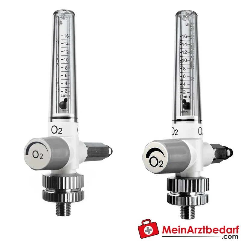 O2-Flowmeter 16 l/min für Wandanschlussdose 9/16 Adapter Aluminiumgehäuse