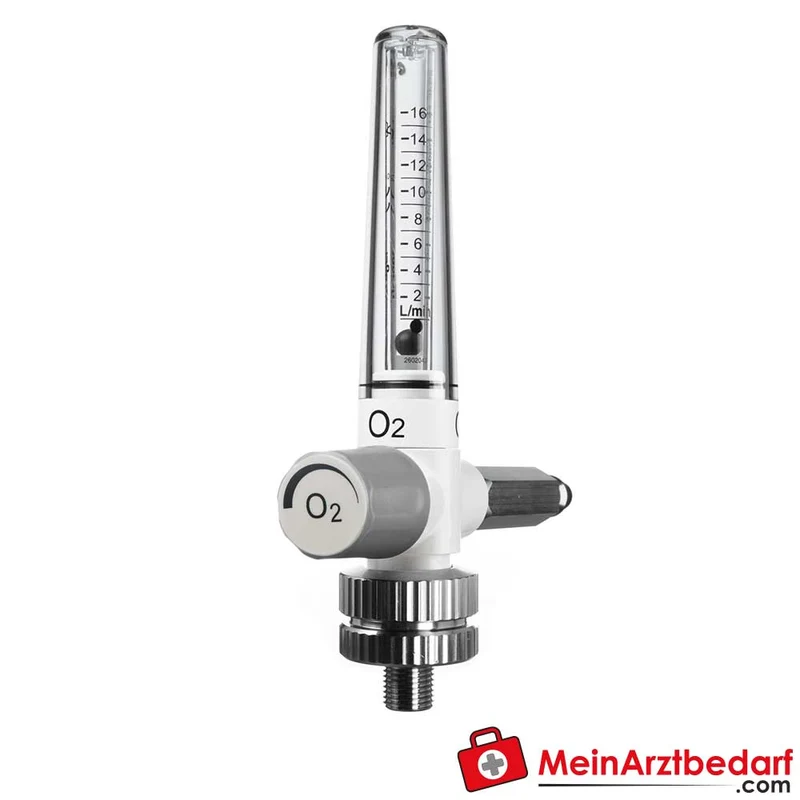 O2-Flowmeter 16 l/min für Wandanschlussdose 9/16 Adapter Aluminiumgehäuse