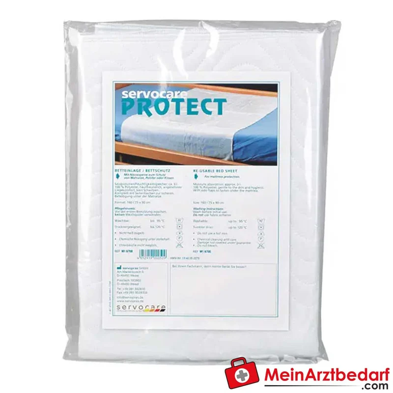 Servocare Protect Bettschutzeinlage 75 x 90/160 cm, waschbar 95°C, Nässesperre, mit Flügeln