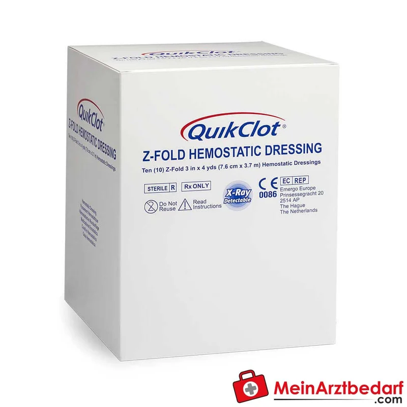 QuikClot Z-Fold hämostatische Wundauflage, 7,6 cm x 3,7 m
