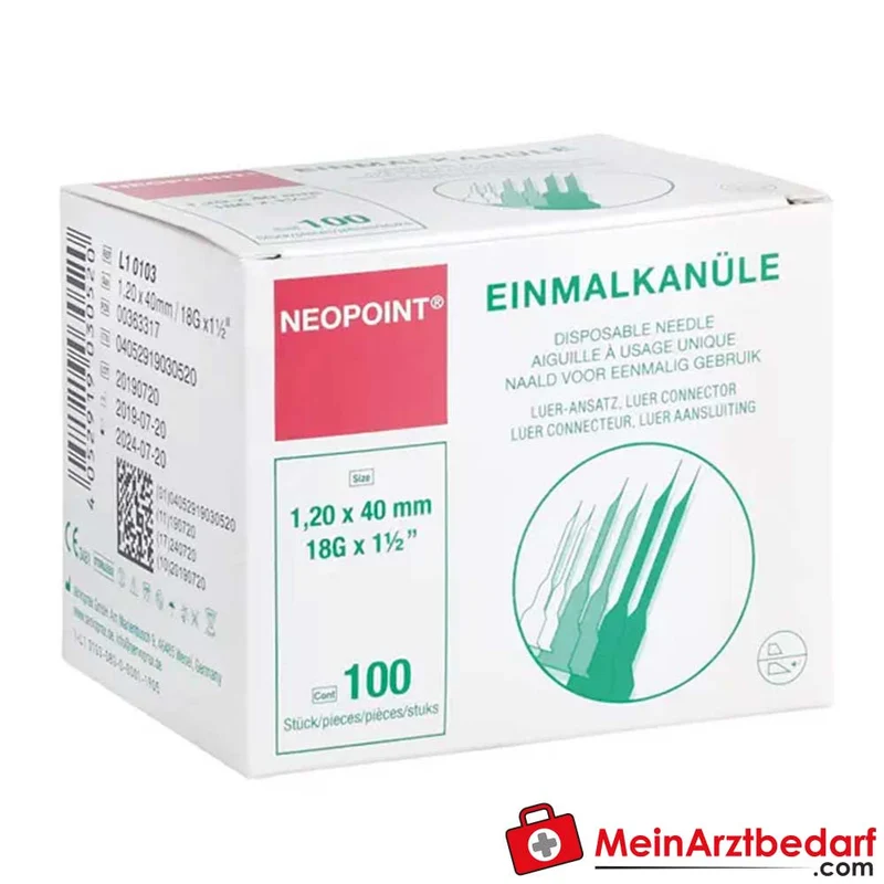 Neopoint Einmalkanülen steril mit Farbcode, transparenter Ansatz 100 St.