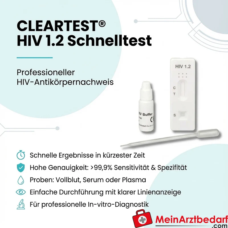 Cleartest HIV 1.2 Schnelltest, 10 Testkasetten