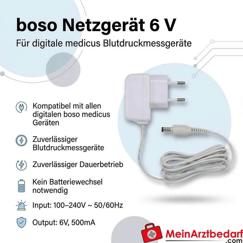 boso Netzgerät 6 V 500 mA für medicus digitale Blutdruckmessgeräte