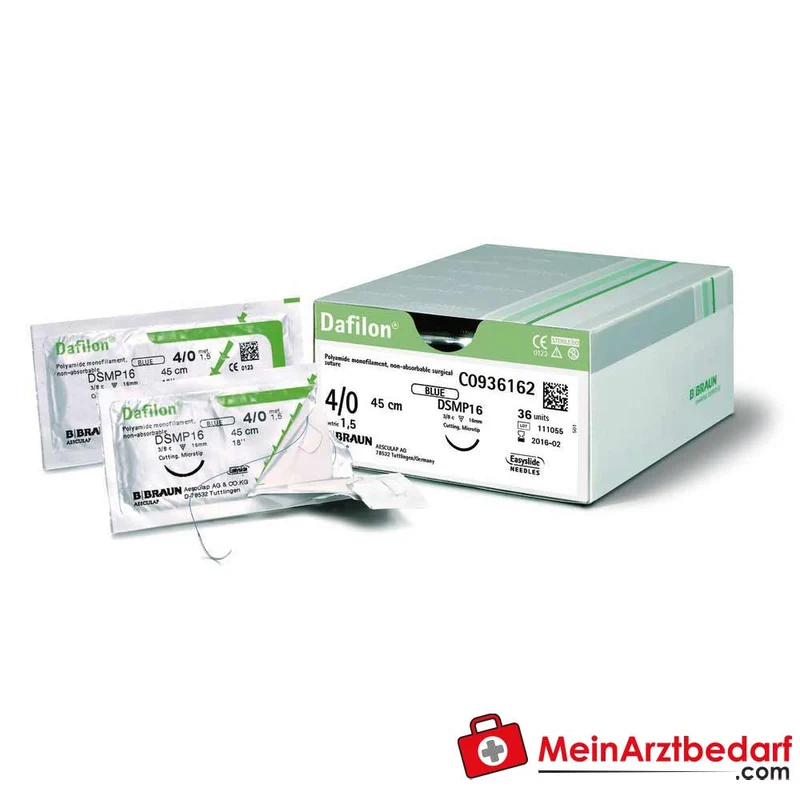 B. Braun Dafilon Nahtmaterial Polyamid 6 monofil USP 11/0 (0,1) schwarz für Mikro-/Augenchirurgie 12 Stück