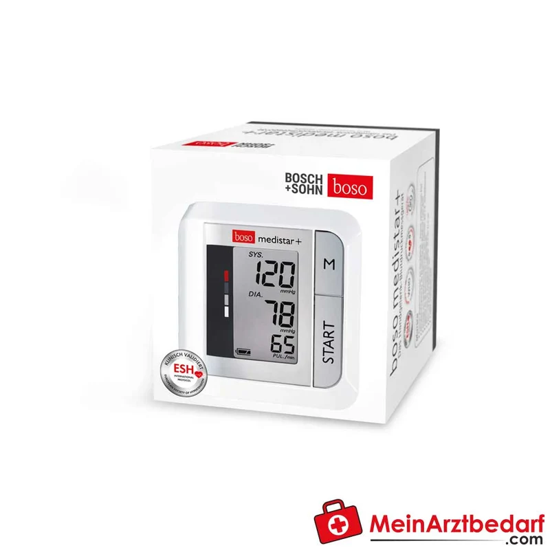 boso medistar+ Handgelenk-Blutdruckmessgerät 13,5–21,5 cm, 90 Messungen, Mittelwert & Arrhythmie-Erkennung