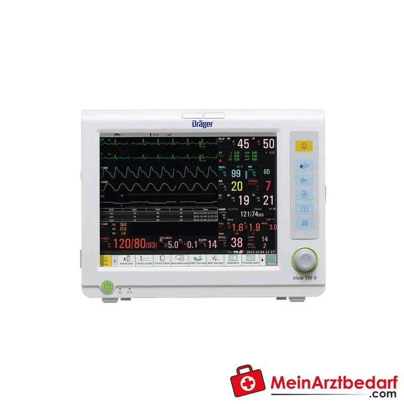 Dräger Vista 120 S Patientenmonitor 12" Touchdisplay Nellcor SpO2 3/5-Kanal EKG NIBP WLAN Akku