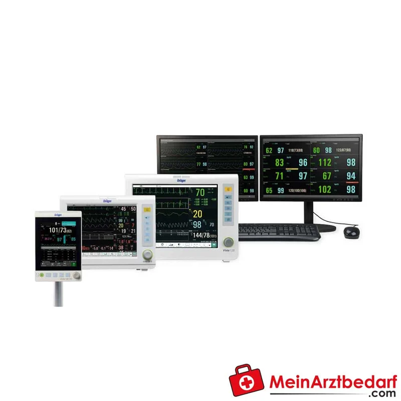 Dräger Vista 120 S Patientenmonitor 12" Touchdisplay Nellcor SpO2 3/5-Kanal EKG NIBP WLAN Akku