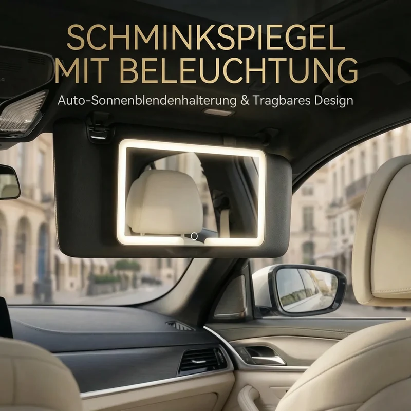 Schminkspiegel mit Licht für Auto | Beleuchteter Kosmetikspiegel | GlowVisor