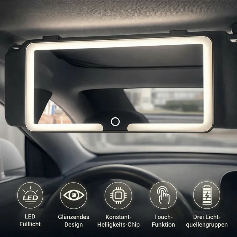 Schminkspiegel mit Licht für Auto | Beleuchteter Kosmetikspiegel | GlowVisor