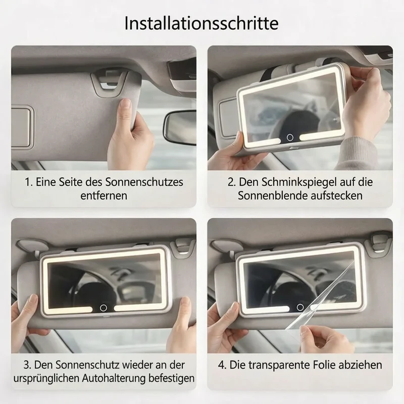 Schminkspiegel mit Licht für Auto | Beleuchteter Kosmetikspiegel | GlowVisor