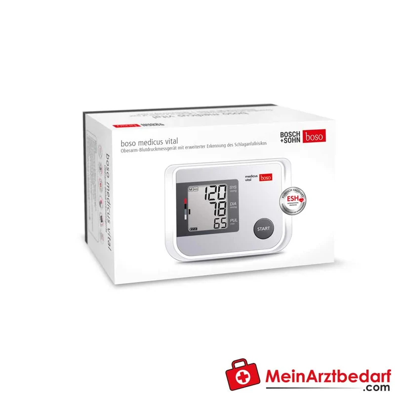 boso medicus vital Einknopf-Oberarm-Blutdruckmessgerät, klinisch validiert, Manschette 22–32 cm, 60 Speicherplätze