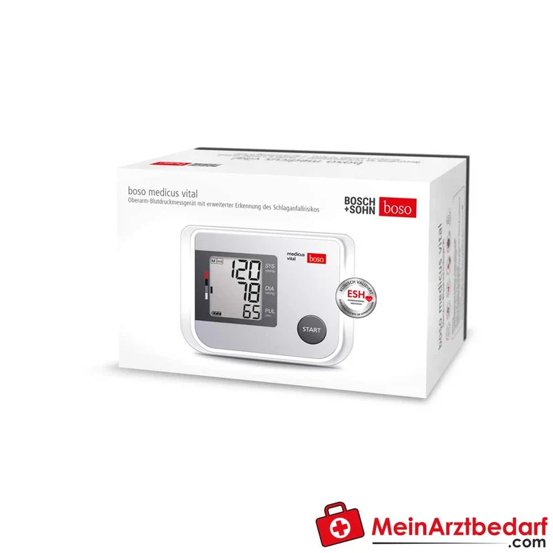 boso medicus vital Einknopf-Oberarm-Blutdruckmessgerät, klinisch validiert, Manschette 22–32 cm, 60 Speicherplätze