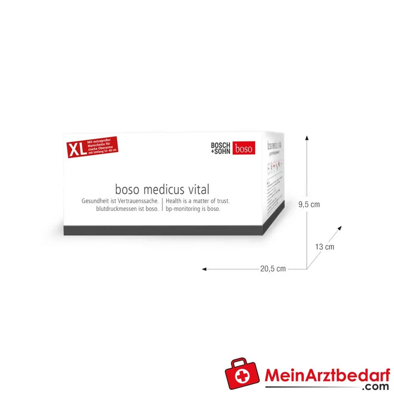 boso medicus vital Einknopf-Oberarm-Blutdruckmessgerät, klinisch validiert, Manschette 22–32 cm, 60 Speicherplätze