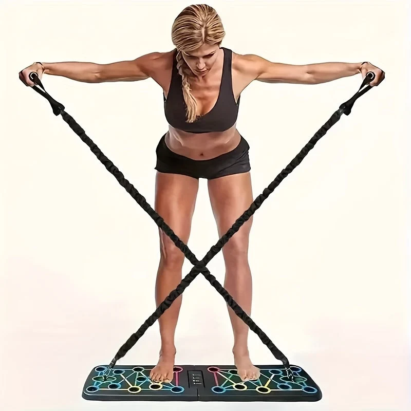 Krafttraining Set für zuhause mit Liegestützgriffen | Push up Board mit Widerstandsbändern | KraftBoard