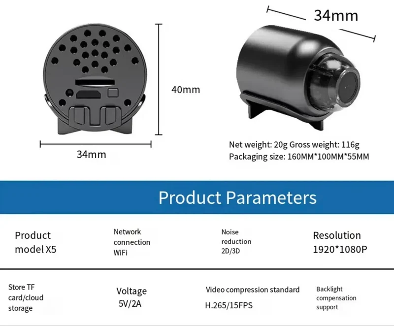 Mini 5G Drahtlose Kamera 1080P HD