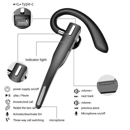 Trucker Dual-Mikrofon Wireless Bluetooth 5.1 Noise Cancelling Headset/Ohrstück